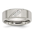 Stainless Steel Polished and Brushed CZ 8mm Beveled Edge Band