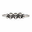 Stainless Steel Polished & Antiqued Two Finger Skulls Ring