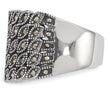 Stainless Steel Polished and Antiqued Marcasite Ring