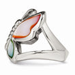 Stainless Steel Polished and Enameled Shell Butterfly Ring