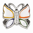 Stainless Steel Polished and Enameled Shell Butterfly Ring