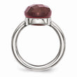 Stainless Steel Polished Maroon Glass Ring - Birthstone Company