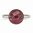 Stainless Steel Polished Maroon Glass Ring - Birthstone Company