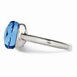 Stainless Steel Polished Blue Glass Ring - Birthstone Company