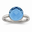 Stainless Steel Polished Blue Glass Ring - Birthstone Company