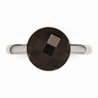 Stainless Steel Polished Dark Brown Glass Ring - Birthstone Company