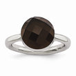 Stainless Steel Polished Dark Brown Glass Ring - Birthstone Company