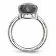 Stainless Steel Polished Grey Glass Ring - Birthstone Company