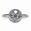 Stainless Steel Polished Grey Glass Ring - Birthstone Company