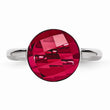 Stainless Steel Polished Red Glass Ring - Birthstone Company