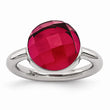 Stainless Steel Polished Red Glass Ring - Birthstone Company