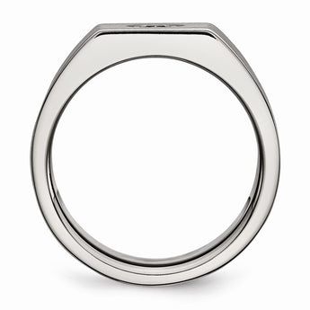 Stainless Steel Polished with CZ Ring