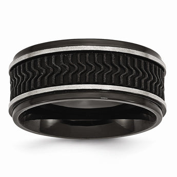 Stainless Steel Black IP-plated w/ Rubber Inlay Ring