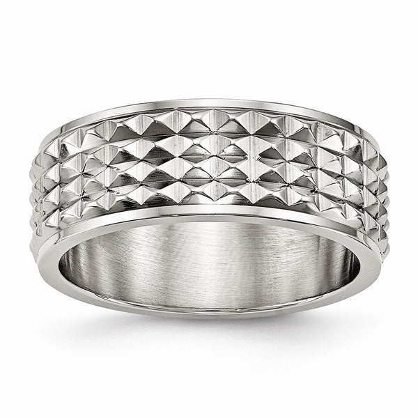 Stainless Steel Polished Studded Ring