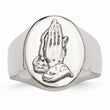 Stainless Steel Polished w/ Sterling Silver Praying Hands Ring