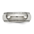 Stainless Steel Polished Textured Edged 8mm Ring
