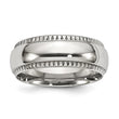 Stainless Steel Polished Textured Edged 8mm Ring