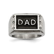Stainless Steel Polished Black Enameled CZ Dad Ring
