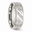 Stainless Steel Polished & Textured CZ Ring