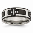 Stainless Steel Polished Black IP-plated with CZ Cross Band