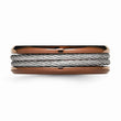 Stainless Steel Ridged Edge Brown IP-plated w/Cable 7mm Band