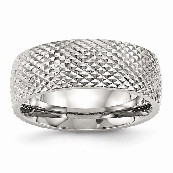 Stainless Steel Polished Textured Ring