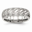 Stainless Steel Brushed and Polished Grooved Ring