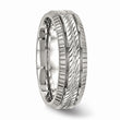 Stainless Steel Polished Grooved and Textured Ring