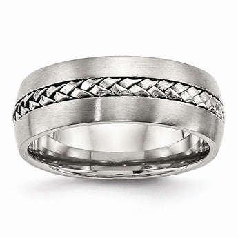 Stainless Steel Brushed and Polished Braided 8.00mm Band