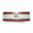 Stainless Steel Brown IP-plated Brushed w/Diamond 8mm Polished Band