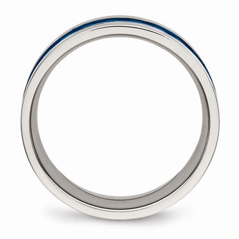 Stainless Steel Polished Blue IP-plated 7.00mm Band
