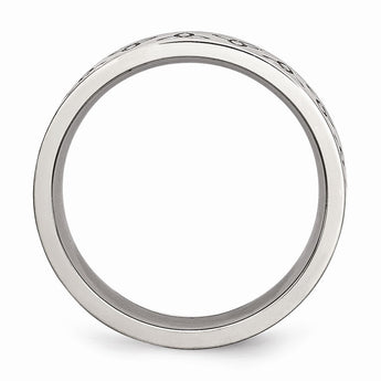 Stainless Steel Engraved Trinity Symbol Brushed 6mm Band
