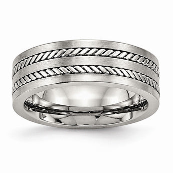 Stainless Steel Brushed and Polished Twisted 7.00mm Band