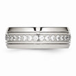 Stainless Steel Polished Half Round Grooved CZ Ring