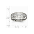 Stainless Steel Polished Half Round Grooved CZ Ring