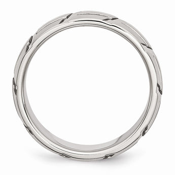 Stainless Steel Grooved 8mm Brushed & Polished Band