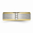 Stainless Steel Polished Yellow IP CZ Grooved Comfort Back Ring