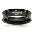 Stainless Steel Concave Crosses & Black IP-plated 6mm Band