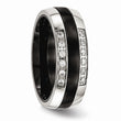 Stainless Steel Polished Black Ceramic CZ Ring