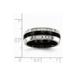 Stainless Steel Polished Black Ceramic CZ Ring