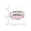 Stainless Steel Polished Pink Ceramic CZ Ring