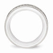 Stainless Steel Polished White Ceramic CZ Ridged edge Ring