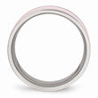 Stainless Steel Polished Pink Ceramic Ring