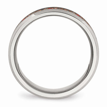 Stainless Steel Polished with Red Imitation Opal 8mm Men's Ring