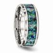 Stainless Steel Polished with Blue Imitation Opal 8mm Men's Ring