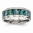 Stainless Steel Polished with Blue Imitation Opal 8mm Men's Ring