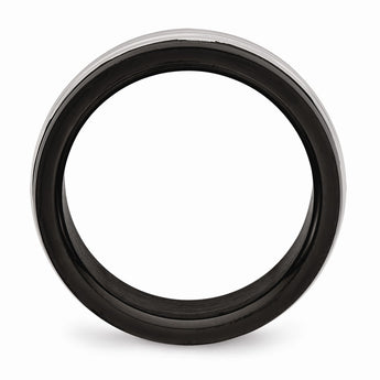 Stainless Steel Polished Black IP Grooved Ring