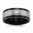 Stainless Steel Polished Black IP Grooved Ring