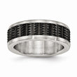 Stainless Steel Brushed/Polished Black IP Textured Ring