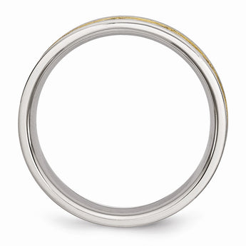 Stainless Steel Grooved Yellow IP-plated Ladies 6mm Brushed Band